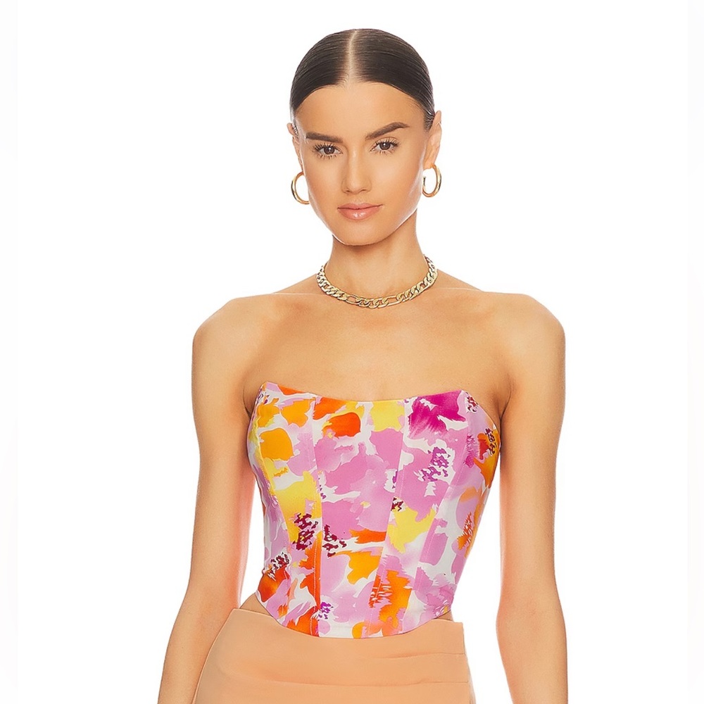 Kyra Strapless Top in Pink Multi